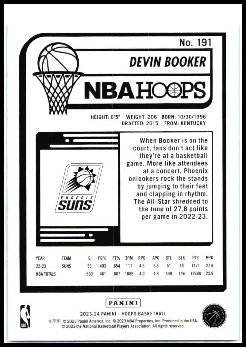 2023-24 Hoops Blue #191 Devin Booker Phoenix Suns