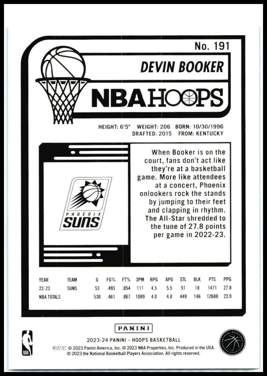 2023-24 Hoops Blue #191 Devin Booker Phoenix Suns