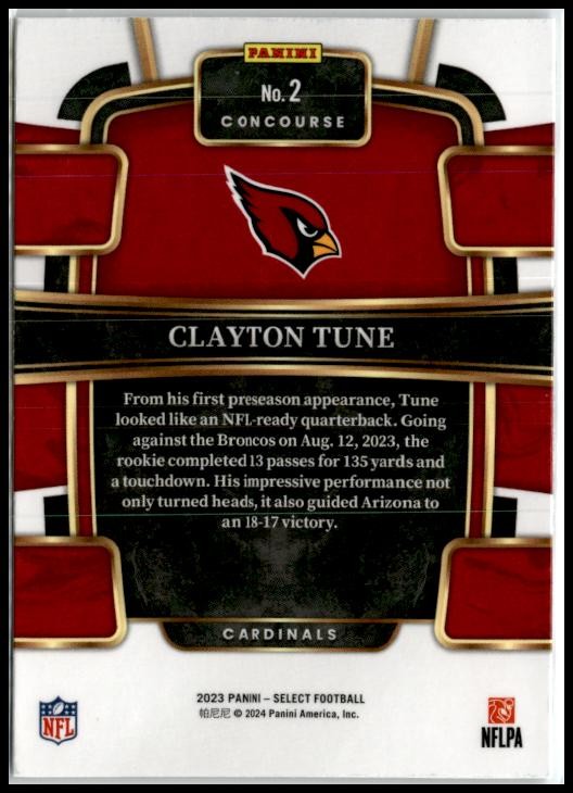 2023 Donruss Optic Primary Colors #6 Clayton Tune Arizona Cardinals