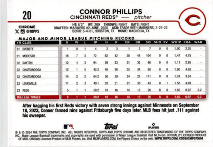 2024 Topps Pink #670 Connor Phillips Rookie Cincinnati Reds