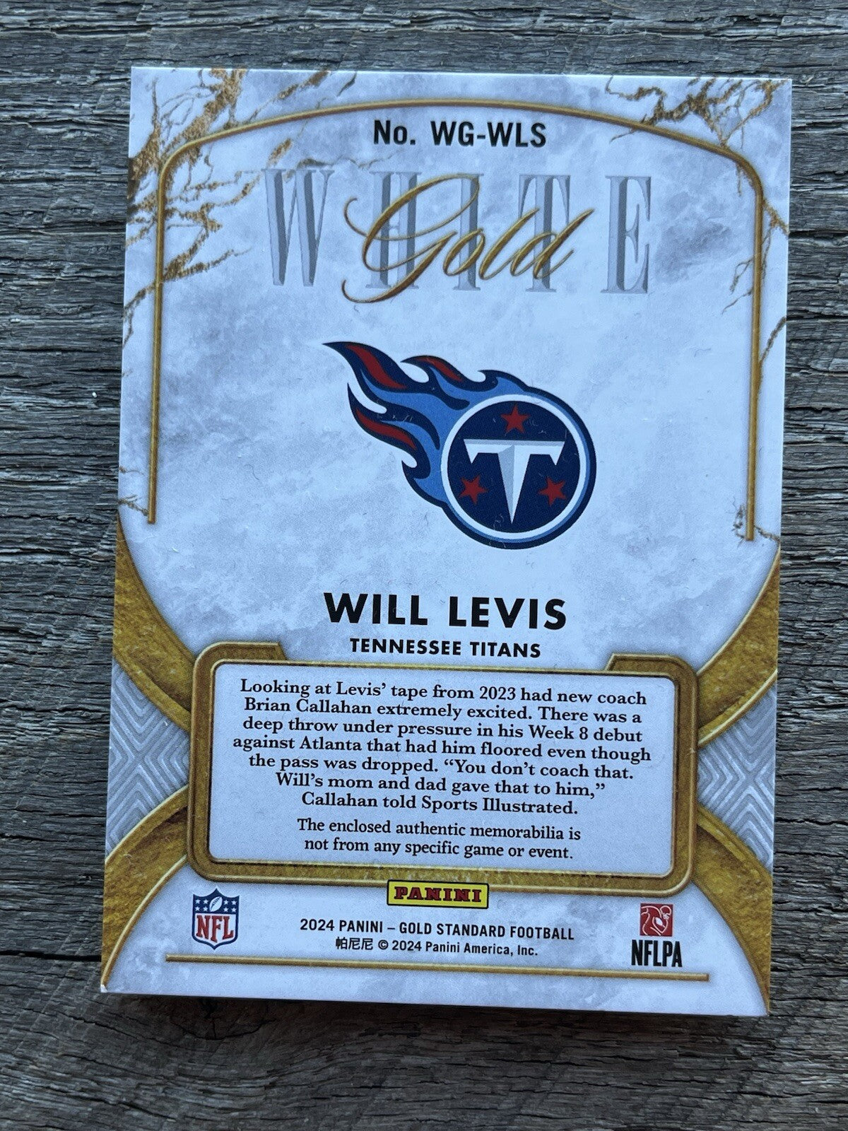 2024 Panini Gold Standard White Gold WILL LEVIS /24 MEM RC Titans