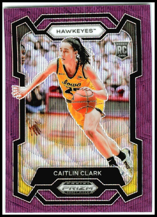 2024 Panini Prizm Draft Picks Prizms Purple Wave #57 Caitlin Clark Iowa Hawkeyes