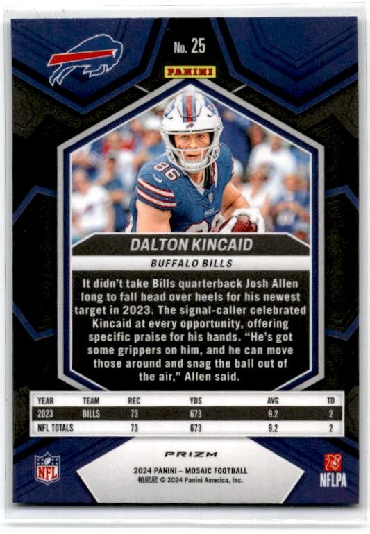 2024 Panini Mosaic Mosaic Reactive Blue #25 Dalton Kincaid Buffalo Bills