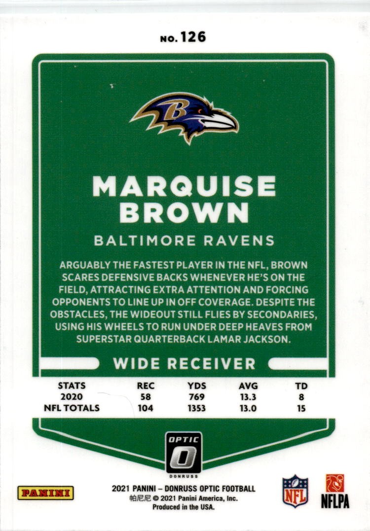 2021 Donruss Optic #126 Marquise Brown Baltimore Ravens