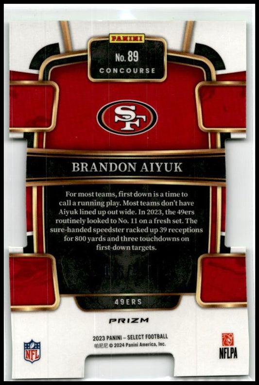 2023 Select Neon Green Prizms Die Cuts #89 Brandon Aiyuk San Francisco 49ers