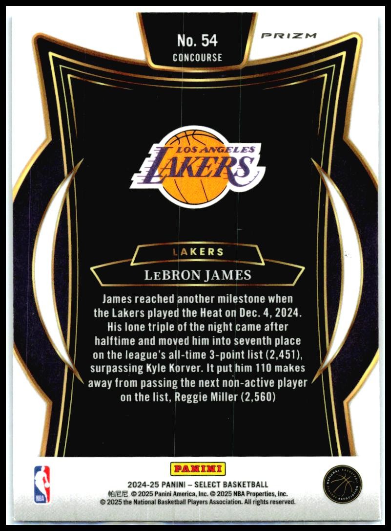 2024-25 Panini Select Blue Cracked Ice Prizm #54 LeBron James Los Angeles Lakers