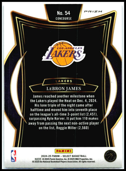 2024-25 Panini Select Blue Cracked Ice Prizm #54 LeBron James Los Angeles Lakers