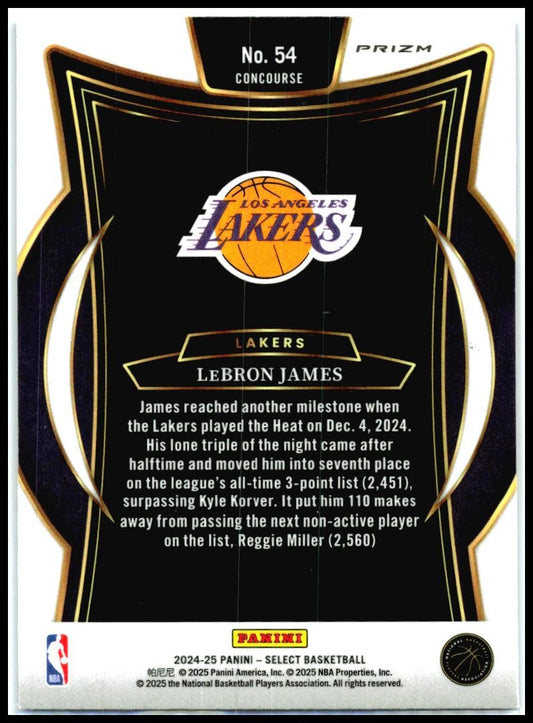 2024-25 Panini Select Blue Cracked Ice Prizm #54 LeBron James Los Angeles Lakers