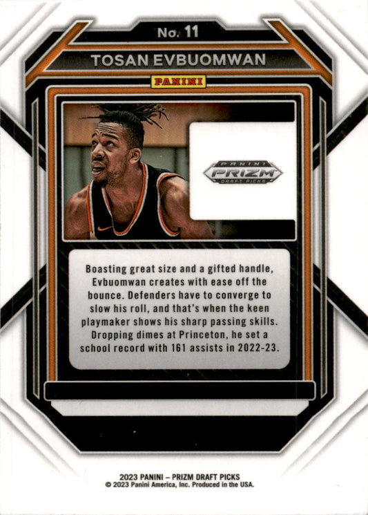 2023 Panini Prizm Draft Picks #11 Tosan Evbuomwan Princeton Tigers