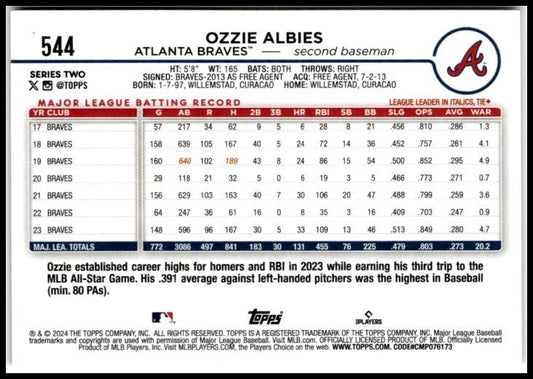 2024 Topps #544 Ozzie Albies Atlanta Braves