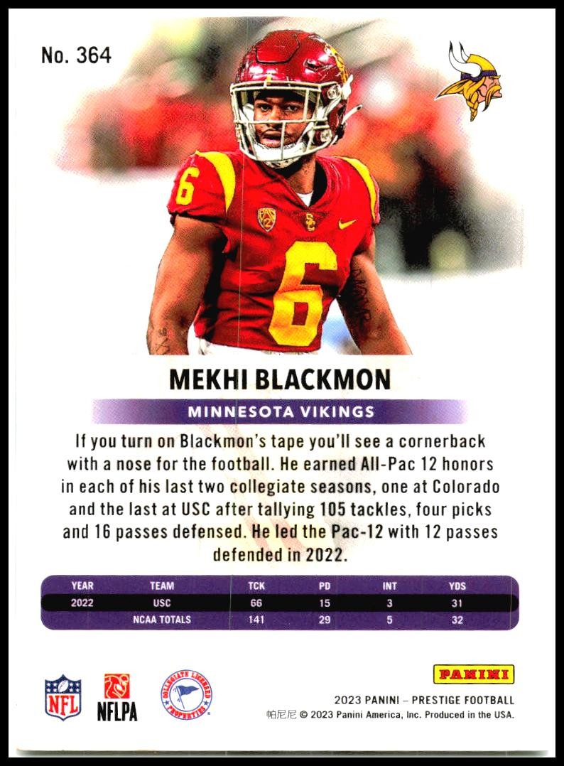 2023 Panini Prestige #364 Mekhi Blackmon Rookie Minnesota Vikings