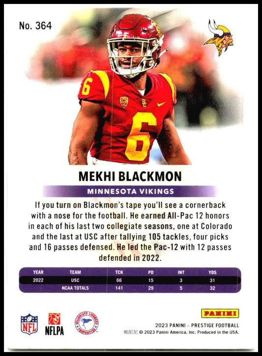 2023 Panini Prestige #364 Mekhi Blackmon Rookie Minnesota Vikings