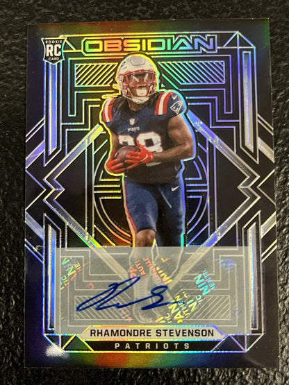 2021 Obsidian 136 Rhamondre Stevenson RC Auto /199 New England Patriots