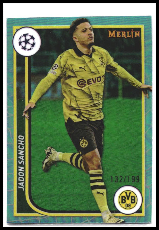 2023-24 Merlin UEFA Club Competitions #143 Jadon Sancho Aqua Refractor #/199