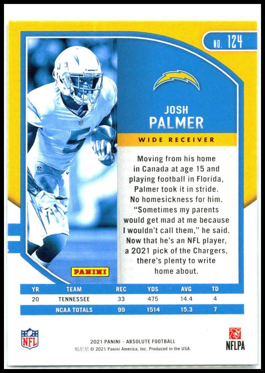 2021 Panini Absolute Retail #124 Josh Palmer Rookie Los Angeles Chargers