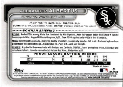 2024 Bowman Draft Chrome ##BCP-164 Alexander Albertus White Sox