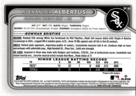 2024 Bowman Draft Chrome ##BCP-164 Alexander Albertus White Sox