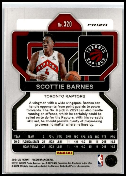 2021-22 Panini Prizm NBA 75th Anniversary #320 Scottie Barnes Rookie Raptors