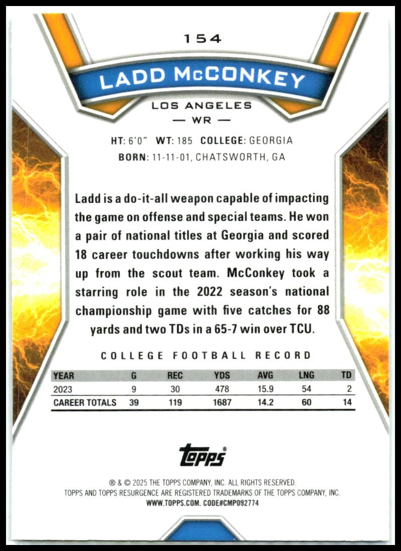 2024 Topps Resurgence #154 Ladd McConkey Rookie Los Angeles Chargers