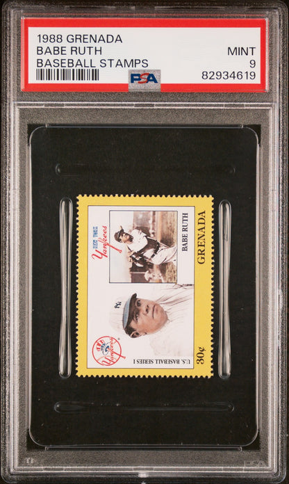 1988 Grenada Baseball Stamps Baseball Stamps # Babe Ruth PSA 9 Mint