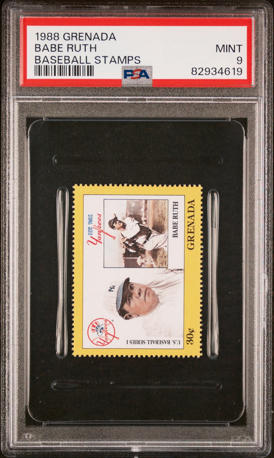 1988 Grenada Baseball Stamps Baseball Stamps # Babe Ruth PSA 9 Mint