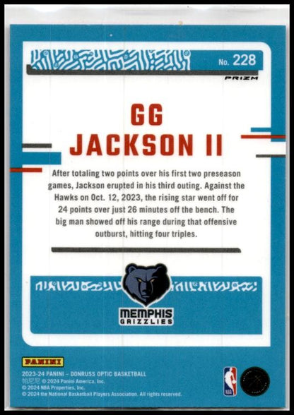 2023-24 Donruss Optic Hyper Pink #228 GG Jackson II Rookie Memphis Grizzlies