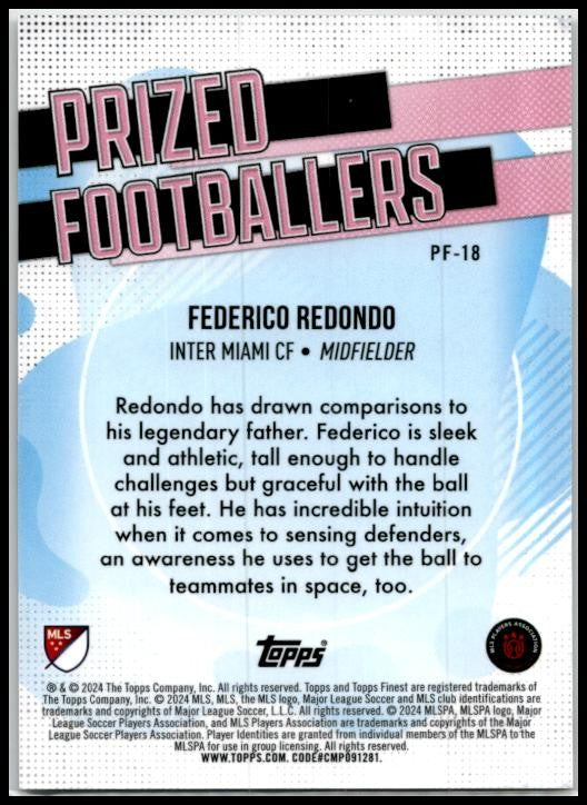 2024 Topps Finest MLS Prized Footballers #088 Federio Redondo Inter Miami CF