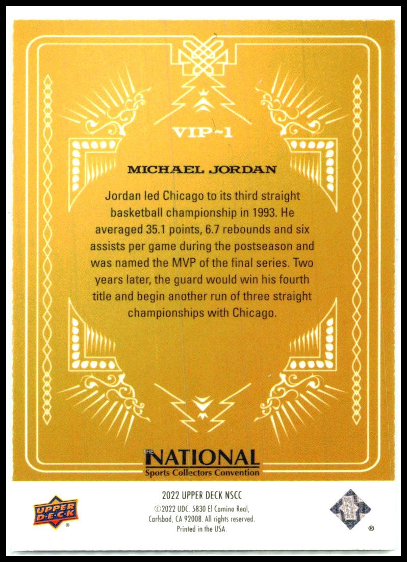 2022 Upper Deck National Sports Collectors Convention VIP #VIP-1 Michael Jordan