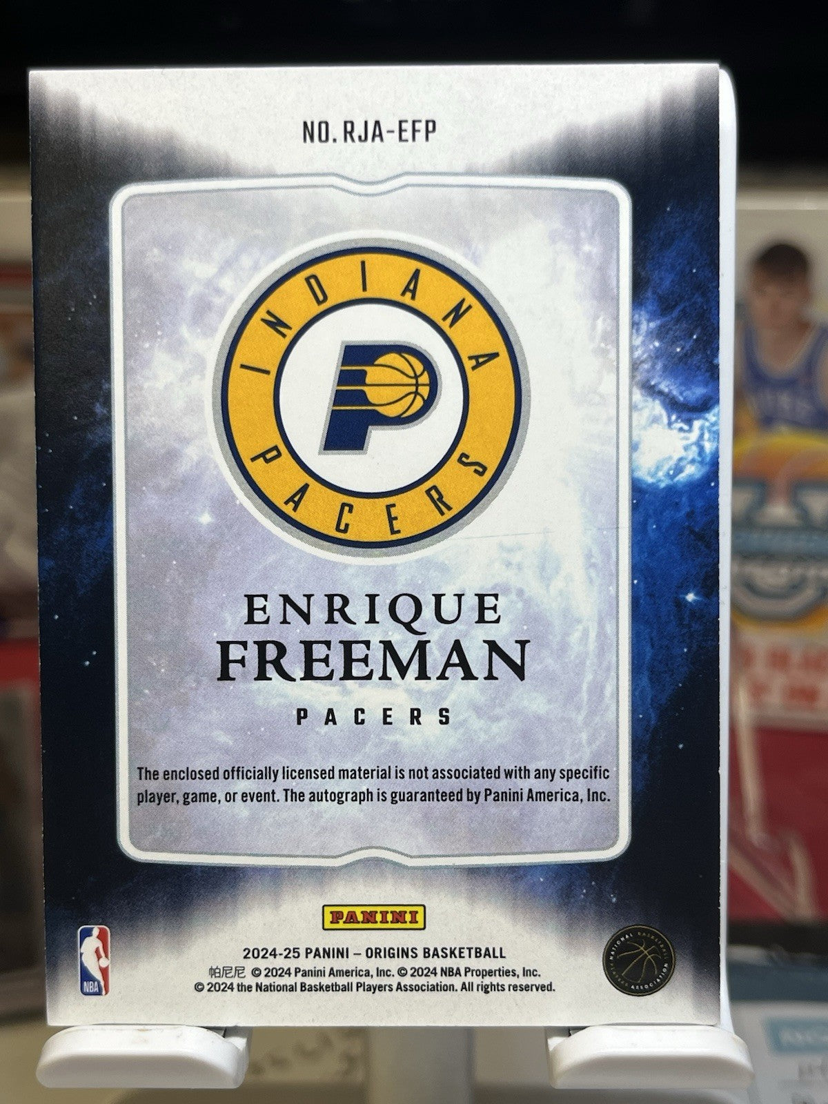 2024-25 Panini Origins RJA-EFP Enrique Freeman Auto Patch Indiana Pacers