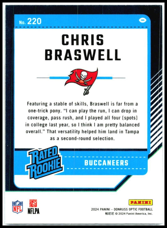 2024 Donruss Optic #220 Chris Braswell Rookie Tampa Bay Buccaneers