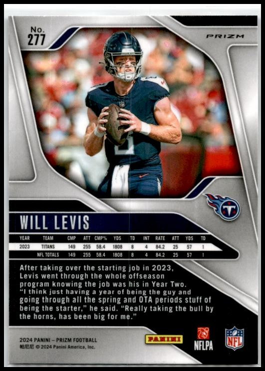 2024 Panini Prizm Red White and Blue #277 Will Levis Tennessee Titans