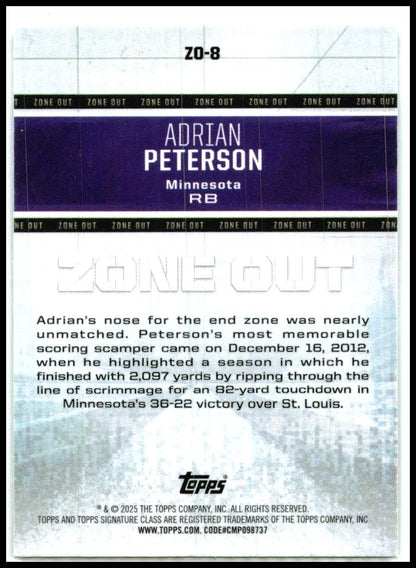 2024 topps signature class Total TD's #ZO-8 adrian peterson
