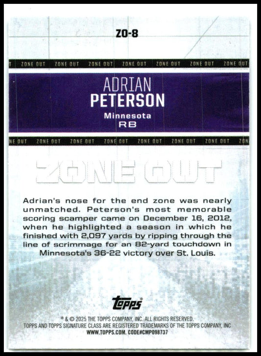 2024 topps signature class Total TD's #ZO-8 adrian peterson