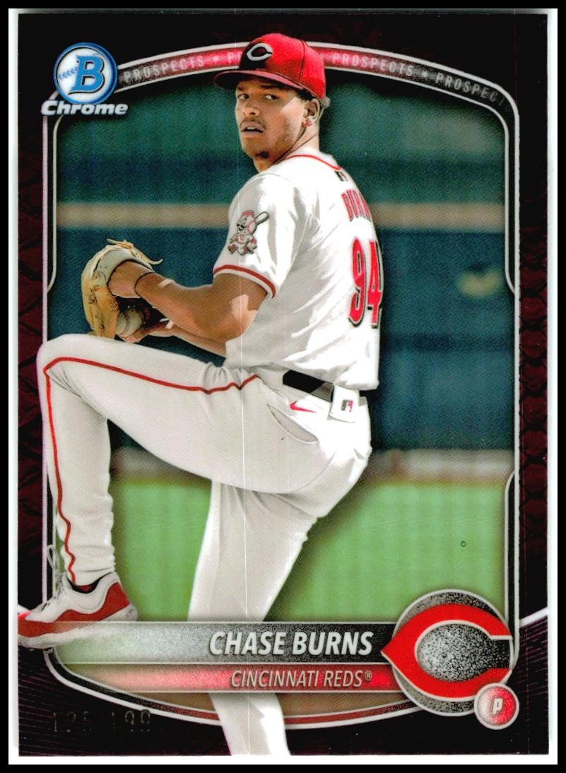 2025 Bowman Chrome Reptilian Fuchsia Refractor #BCP-122 Chase Burns Reds