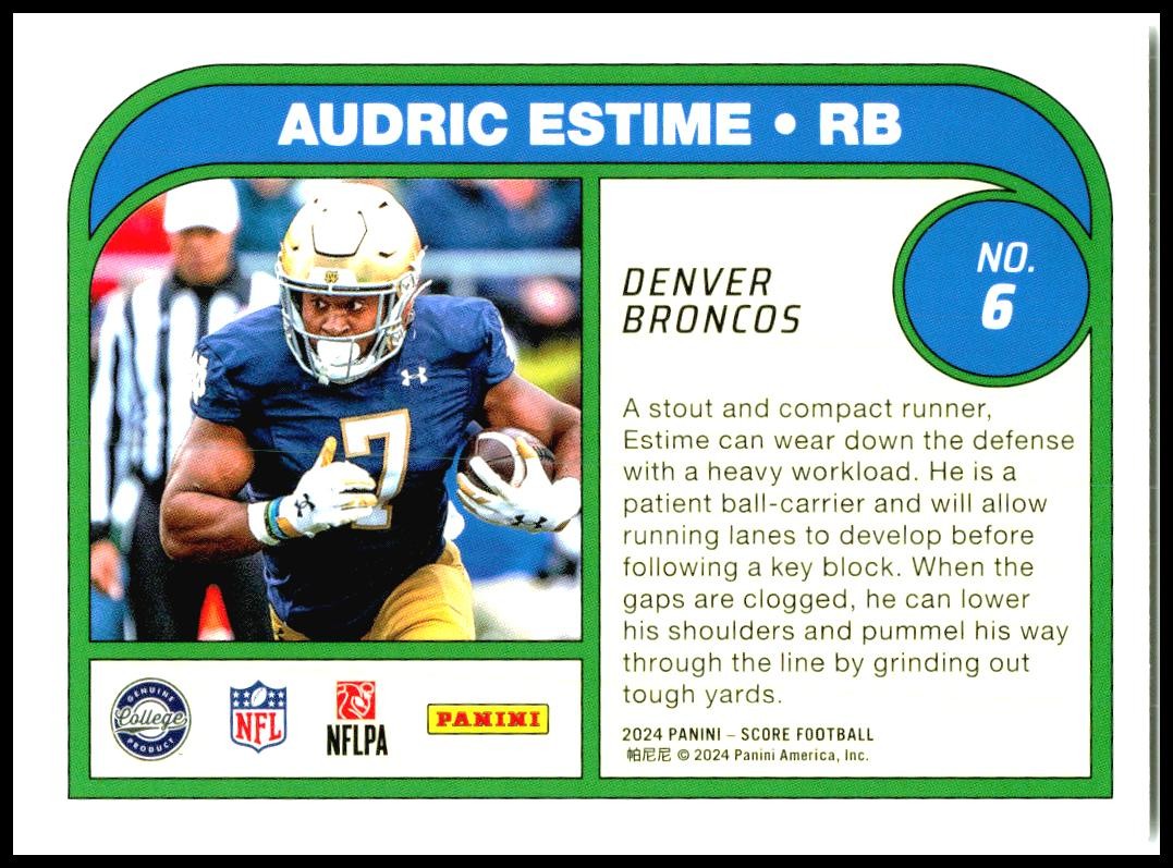 2024 Score Protential #6 Audric Estime Denver Broncos