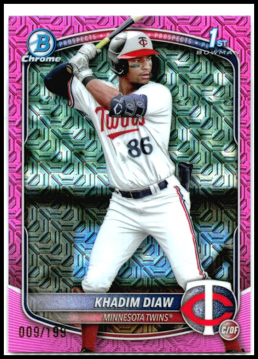 2025 Bowman Chrome Prospects Fuchsia Wave Refractor #BCP-77 Khadim Diaw Twins