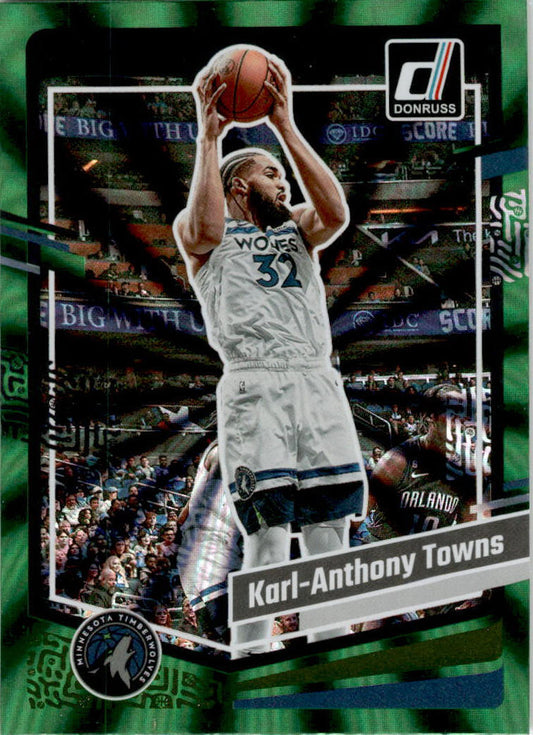 2023-24 Donruss Green Laser Holo #155 Karl-Anthony Towns  Timberwolves