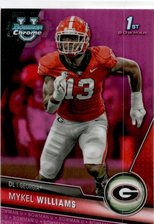 2023 bowman chrome university Pink #91 Mykel Williams GEORGIA BULLDOGS