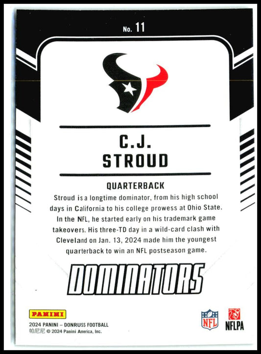 2024 Donruss Dominators #11 C.J. Stroud Houston Texans