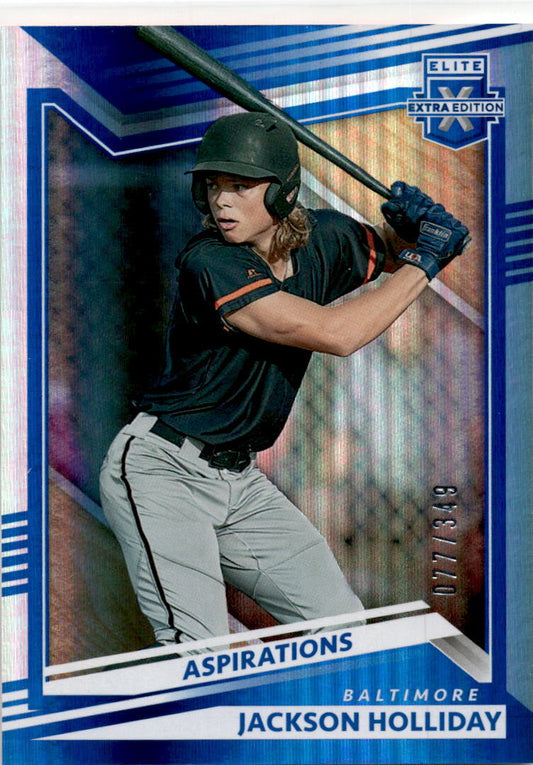 2022 Panini Elite Extra Edition Aspirations Blue #1 Jackson Holliday Orioles