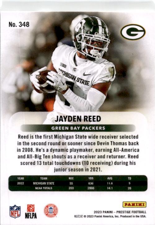 2023 Panini Prestige #348 Jayden Reed Rookie Green Bay Packers