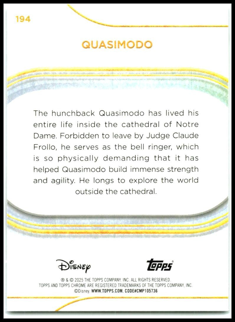 2025 Topps Chrome Disney #194 Quasimodo