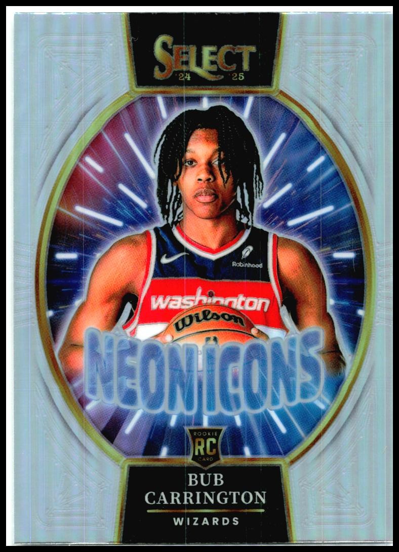 2024-25 Panini Select Neon Icons Silver Prizms #6 Bub Carrington Wizards
