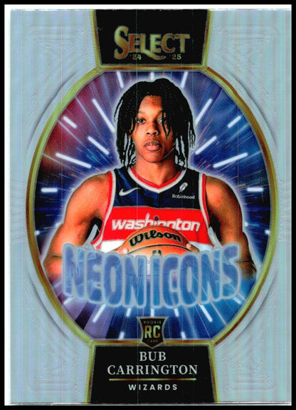 2024-25 Panini Select Neon Icons Silver Prizms #6 Bub Carrington Wizards