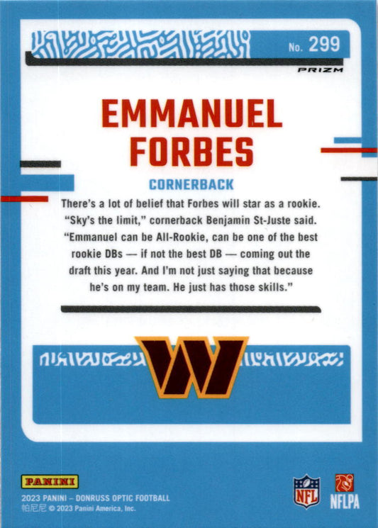 2023 Donruss Optic Pink #299 Emmanuel Forbes Washington Commanders