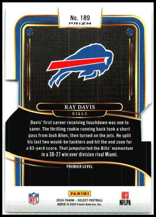 2024 Panini Select Silver Prizm Die Cut #189 Ray Davis Rookie Buffalo Bills