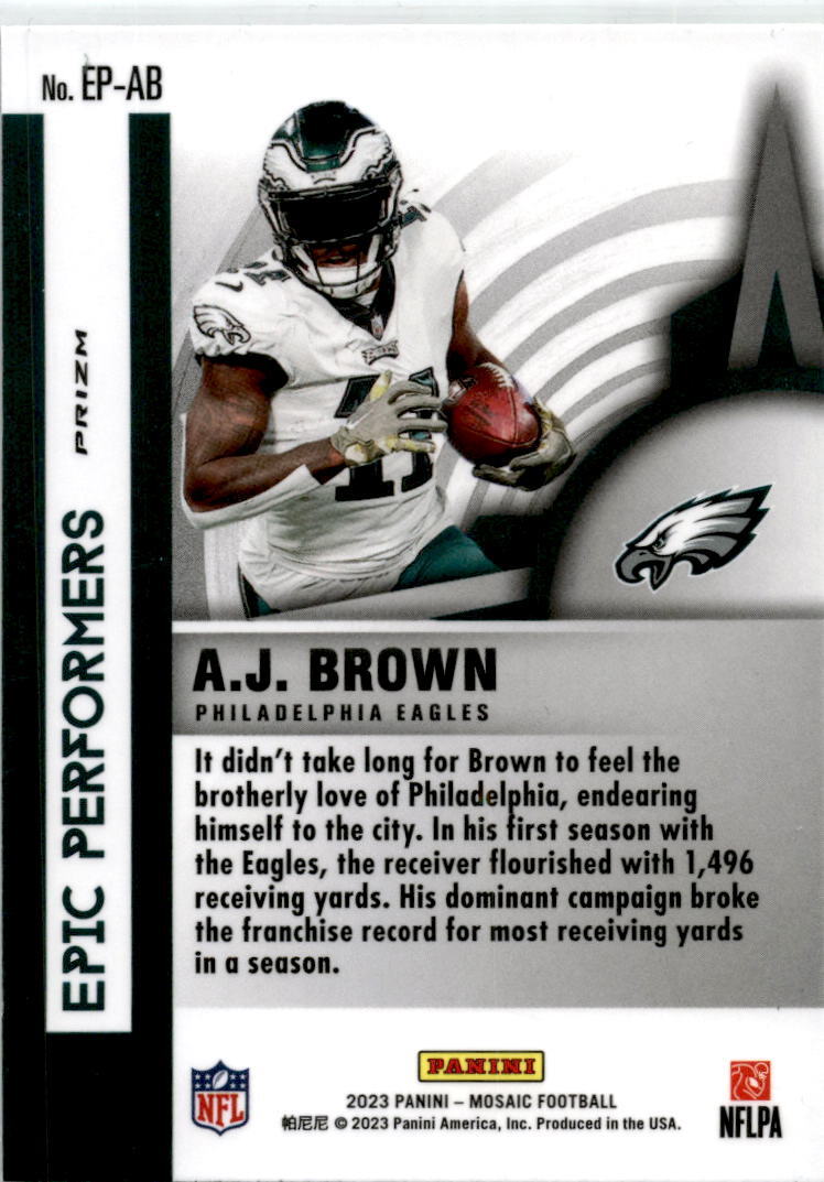 2023 Panini Mosaic Epic Performers Mosaic Green #EP-AB A.J. Brown Eagles