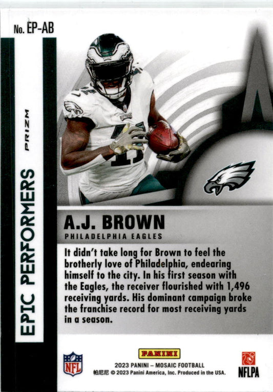 2023 Panini Mosaic Epic Performers Mosaic Green #EP-AB A.J. Brown Eagles