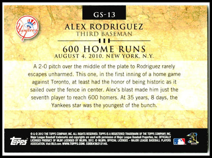 2012 Topps Gold Standard #GS-13 Alex Rodriguez New York Yankees