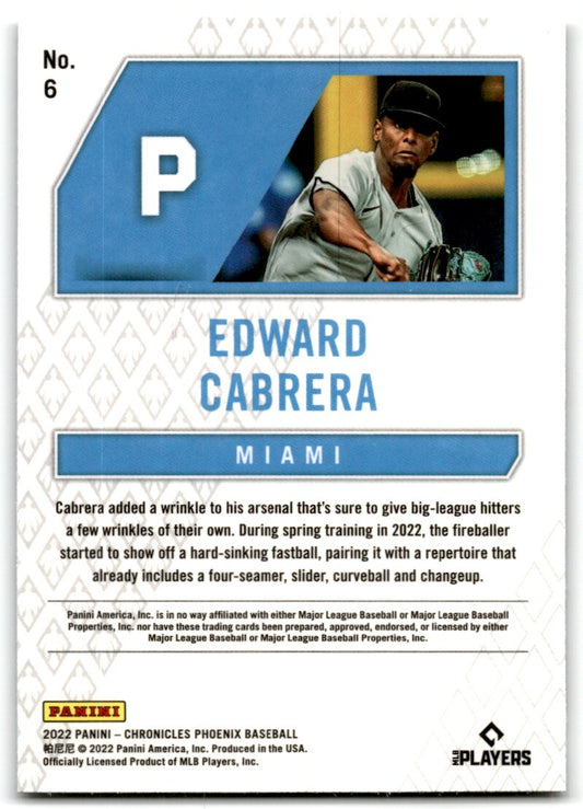 2022 Panini Phoenix Edward Cabrera Rookie Miami Marlins #6